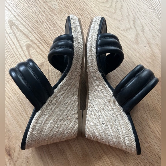 Steve Madden Black Wedge Sandals with Braided Jute Heal-size 8 - Picture 4 of 8
